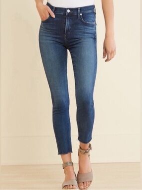 AGOLDE Sophie wash High Rise Raw Hem Crop Skinny Denim Jeans Size 28